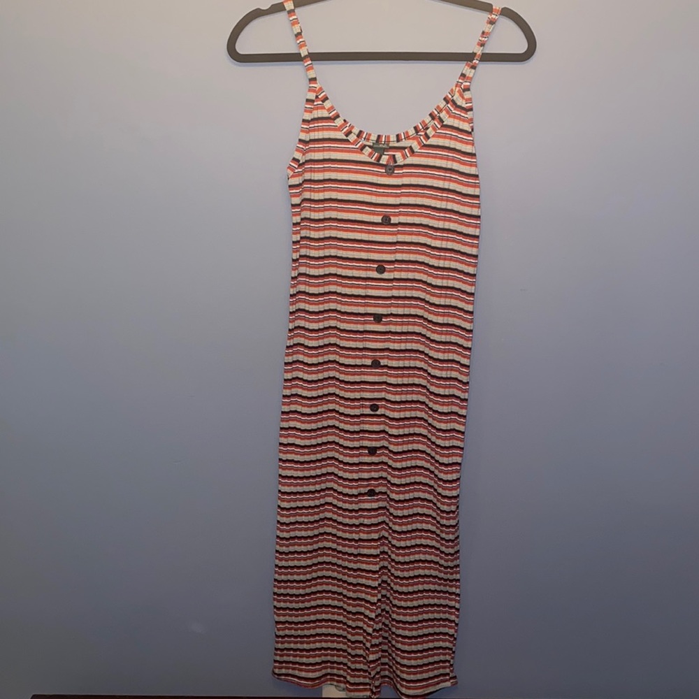 Stripe dress with front slit